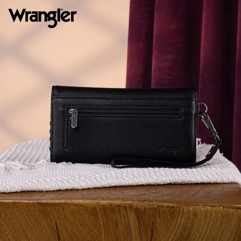 Wrangler Whipstitch Wristlet Wallet Black